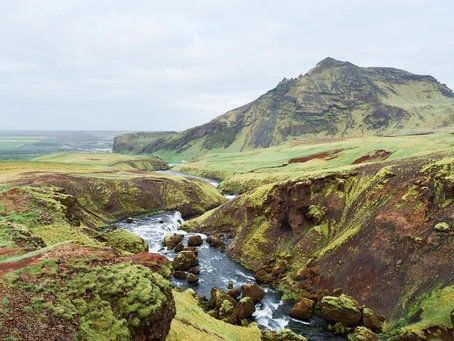 Mountain top with river running through